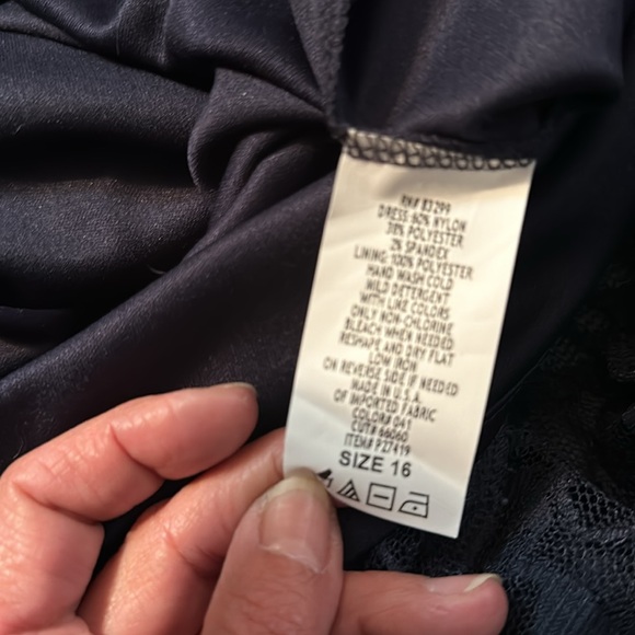 Tiana B size 16 dark blue sheer floral print dress with slip built in 💕 - Picture 6 of 6